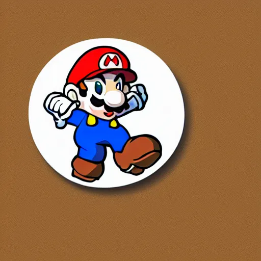 Prompt: svg sticker, centered, round-cropped, white-space-surrounding, SuperMario listening to headphones, flat colors, vector art