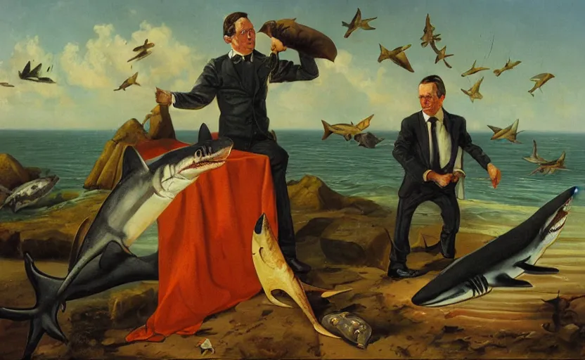 Prompt: oil painting by john singk copley of watson and the shark.