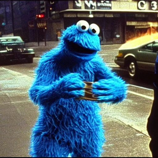 Image similar to Film still of Cookie Monster in the Matrix (1999)