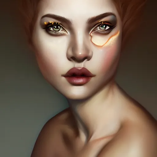 Image similar to face portrait of a woman, inspired by mandy jurgens, face jewellery, light make up, 4 k, high detailed, illustration, surreal fantasy