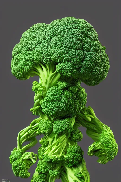 Image similar to a humanoid figure broccoli man, ripped, highly detailed, digital art, sharp focus, trending on art station, anime art style