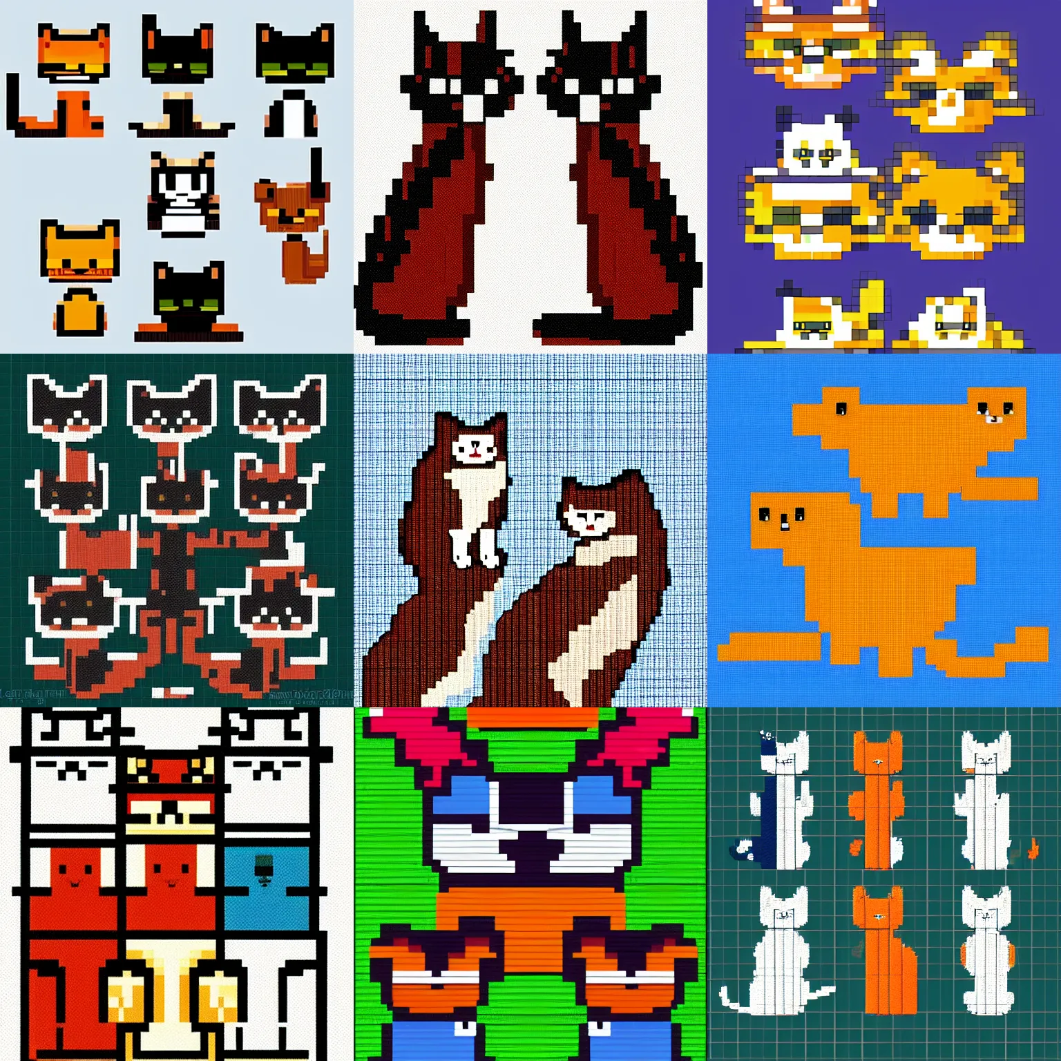 Prompt: 5 cat on top of each other, pixel art, stylised