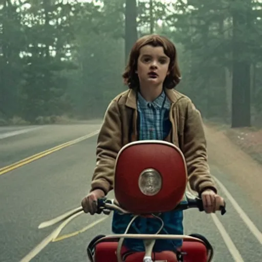 Prompt: a blurry still from stranger things