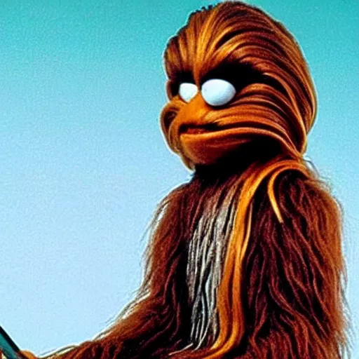 Image similar to Chewbacca as a muppet in the movie muppet treasure island