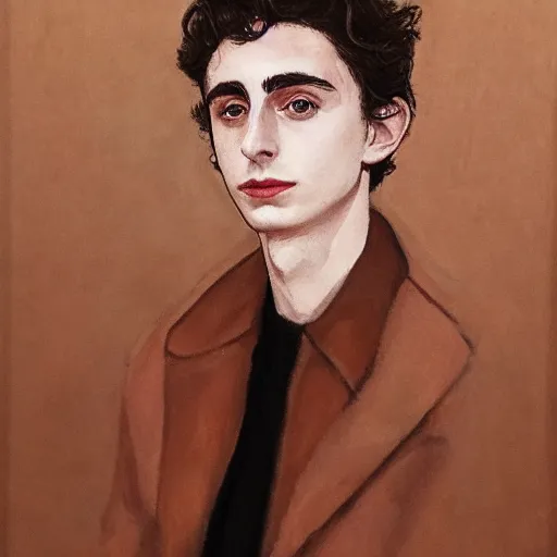 Prompt: a portrait of timothee chalamet by elizabeth payton from the museum of modern art