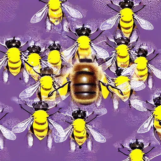 Prompt: a team of bee nerds, hyperrealistic, digital art, 4 k