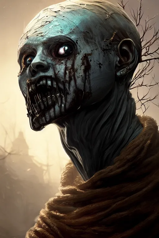 Image similar to highly detailed portrait of the wraith from dead by daylight, in dead by daylight, stephen bliss, unreal engine, fantasy art by greg rutkowski, loish, rhads, ferdinand knab, makoto shinkai and lois van baarle, ilya kuvshinov, rossdraws, tom bagshaw, global illumination, radiant light, detailed and intricate environment