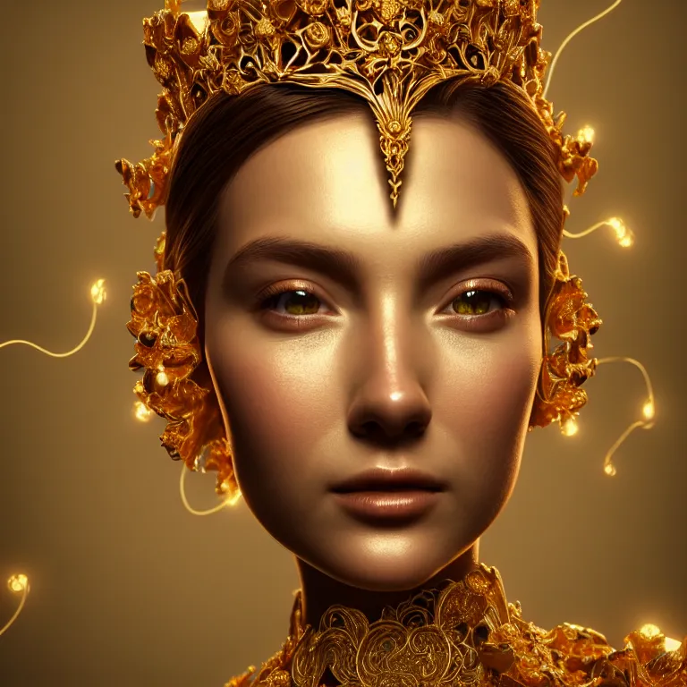 Image similar to wonderful princess of vines with a clear skin, ornate 8 k gorgeous intricate gold detailed, accent lighting, dramatic light, octane render