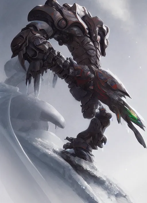 Image similar to damiano david sitting on a small icicle, elegant, realistic, digital painting, concept art, smooth, sharp focus, illustration, from starcraft by ruan jia and mandy jurgens and artgerm and william - adolphe bouguerea