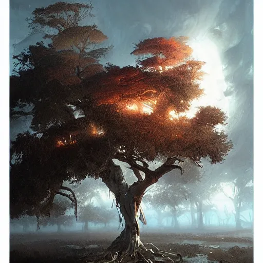 Image similar to last tree on earth geog darrow greg rutkowski