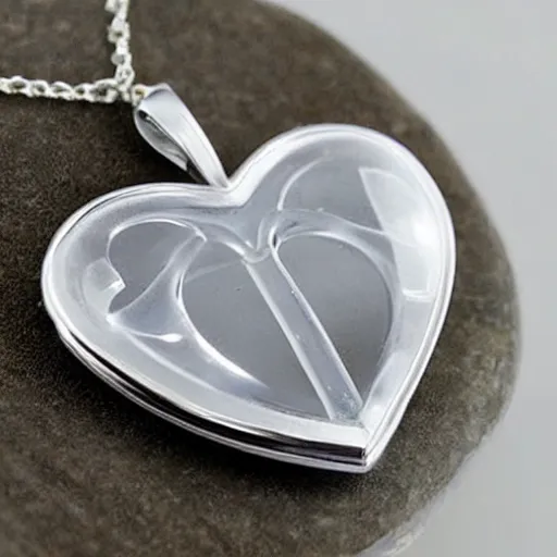 Prompt: a heart-shaped locket made of water