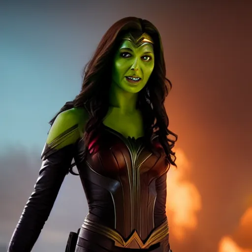 Image similar to Film still of Gal Gadot as Gamora, from Guardians of the Galaxy Vol. 2 (2017)