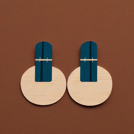 Image similar to lasercut segmented 2d wood earrings, graphic designs from 80's new wave