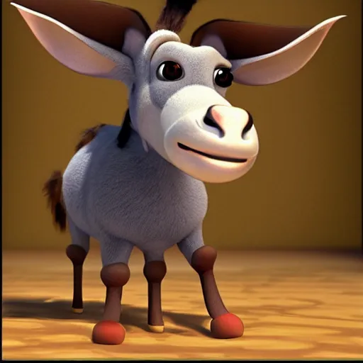 Image similar to cartoon donkey character in the style of pixar