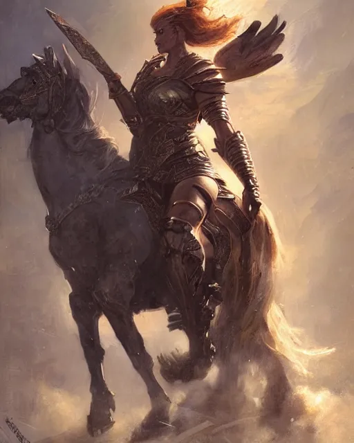 Image similar to a fierce and muscular warrior princess in full armor, fantasy character portrait by greg rutkowski, gaston bussiere, craig mullins