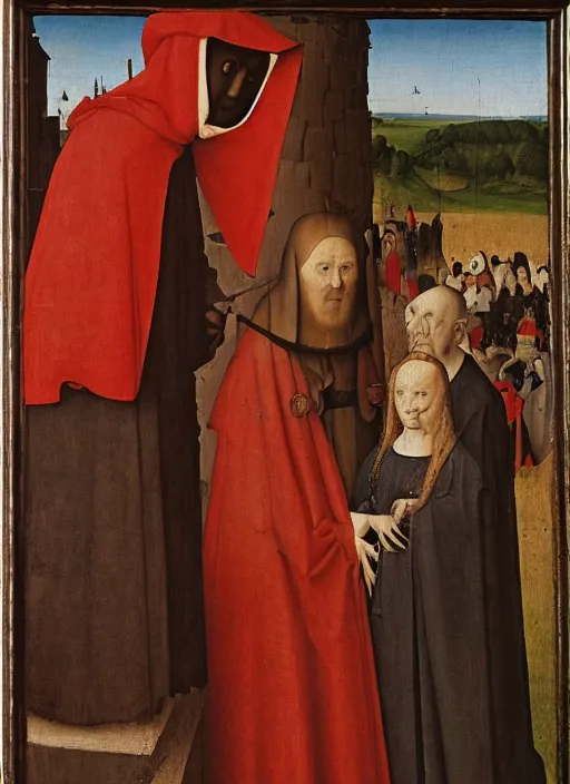 Prompt: red sand watch, Medieval painting by Jan van Eyck, Hieronymus Bosch, Florence