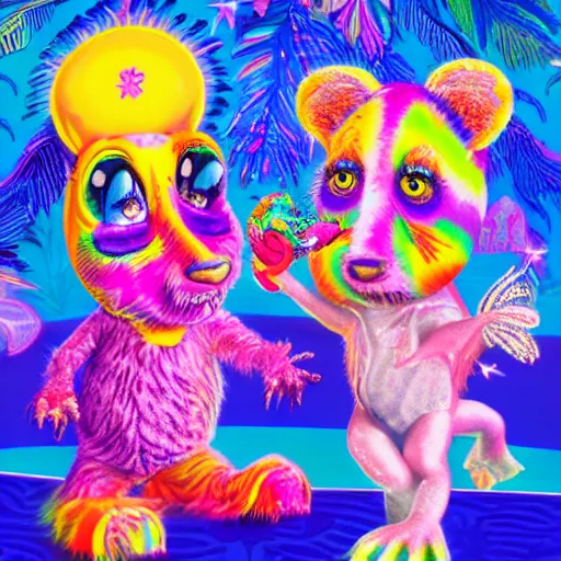 Prompt: Lisa Frank and Jim Henson collaboration