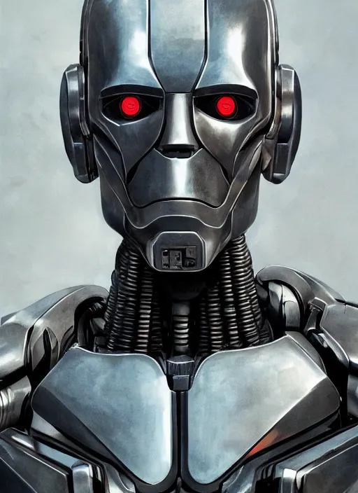 Image similar to portrait of willem dafoe as tinman, cyborg, borg, android, strogg, face of a man, robocop, cable, victor stone, ultron, terminator, machine, flesh, quake, doom demon, wolfenstein, monster, symmetry, symmetrical, concept art by ruan jia and greg rutkowski