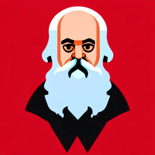 Prompt: karl marx wizard pondering his orb, discord emoji, 2 d, flat, coherent, orthographic, transparent background, svg