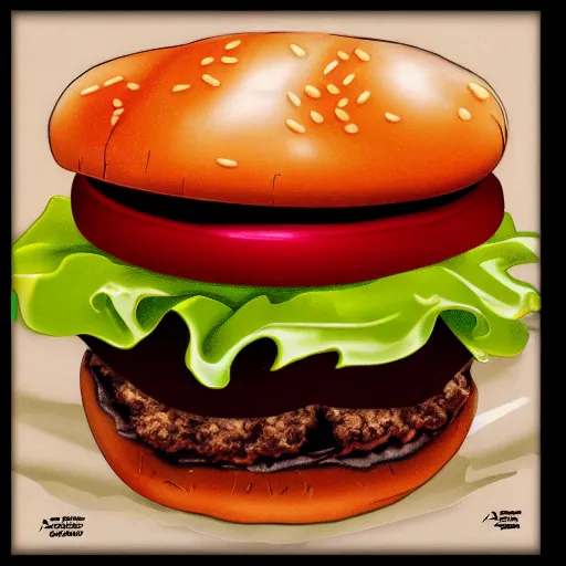 Image similar to a photorealistic hamburger