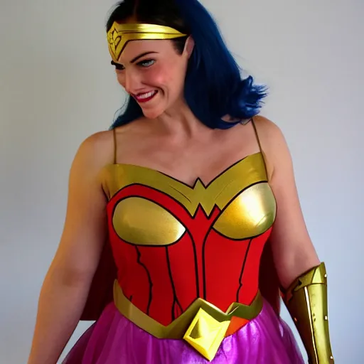 Image similar to Piglet dressed as wonder woman