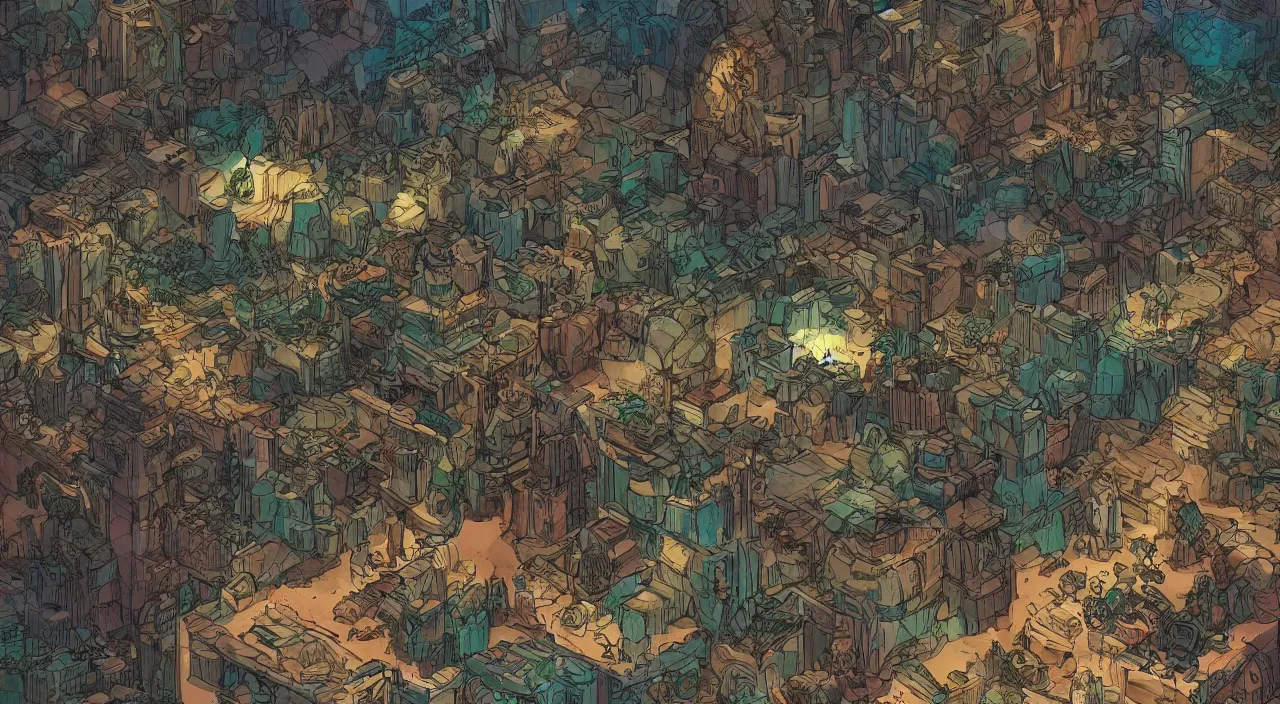 Image similar to arabian marketplace fabric greeble block jungle dirt ground wood wall fortress volume lighting shine shadow that looks like it is from borderlands and by feng zhu and loish and laurie greasley, victo ngai, andreas rocha, john harris