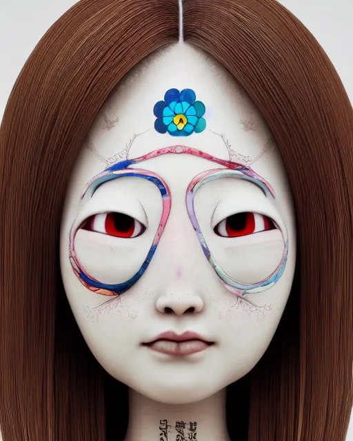 Image similar to a beautiful girl, by takashi murakami, intricate sculpture, hyper realistic, extremely detailed and beautiful aesthetic face, 8 k resolution