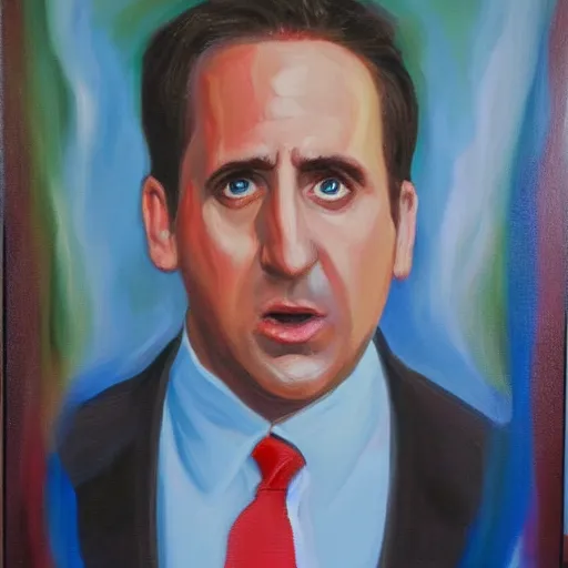 Image similar to Holy Michael Scott, oil painting