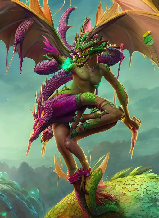 Image similar to neeko the dragon - tailed girl, from league of legends, au naturel, hyper detailed, dragon tailed, digital art, trending in artstation, cinematic lighting, studio quality, smooth render, unreal engine 5 rendered, octane rendered, art style by klimt and nixeu and ian sprigger and wlop and krenz cushart