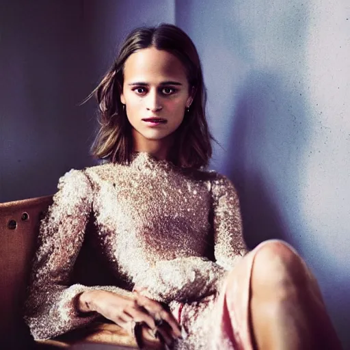 Image similar to ”A color photo of Alicia Vikander by Terry O´Neill”