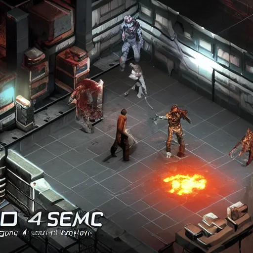 Image similar to isometric Dead Space game, ARPG, next gen game, High Resolution Textures, Unreal Engine, 4K