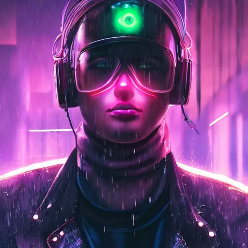 Image similar to stylish cartoon portrait made out of rain, cyberpunk background, rendered in octane, unreal engine, highly detailed, trending on artstation, realistic, splashes of neon, beautiful, handsome, depth of field, glowing eyes