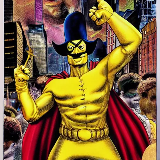 Prompt: portrait of the super villian bananaman by Glenn Fabry