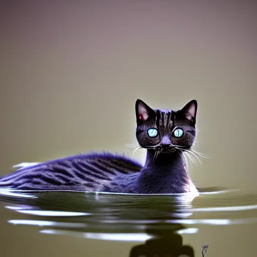 a feline duck - cat - hybrid, animal photography, | Stable Diffusion