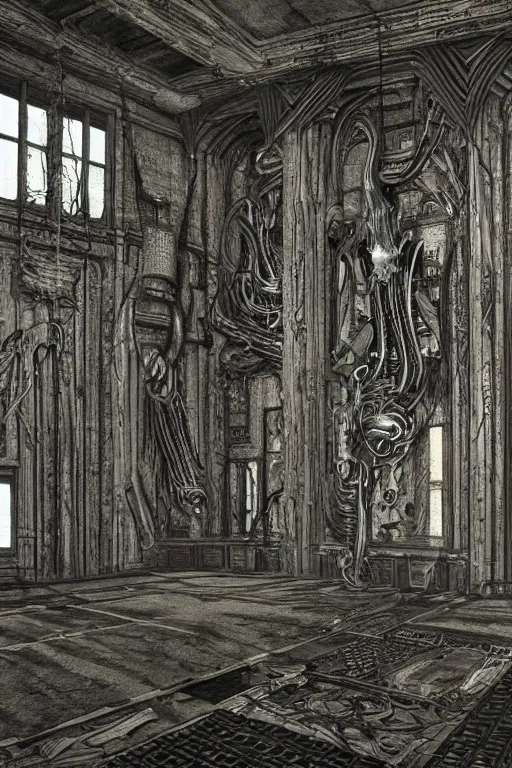 Image similar to Interior design, Eldritch location by H.R. Giger