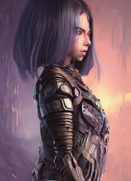 Prompt: a professional portrait of a beautiful young female, clothed in electric neon armor, olive skin, long dark hair, beautiful bone structure, symmetrical facial features, intricate, elegant, digital painting, concept art, smooth, sharp focus, finely detailed, illustration, from Valerian and the City of a Thousand Planets, by Ruan Jia and Mandy Jurgens and Artgerm and William-Adolphe Bouguerea