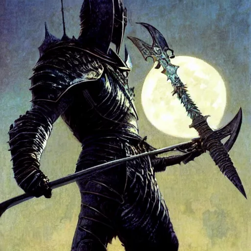 Image similar to the moonlight greatsword from dark souls, art by norman rockwell and donato giancola and greg rutkowski