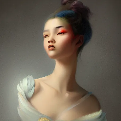 Prompt: a painting in the style of jean - baptiste jacques augustin and in the style of ross tran.