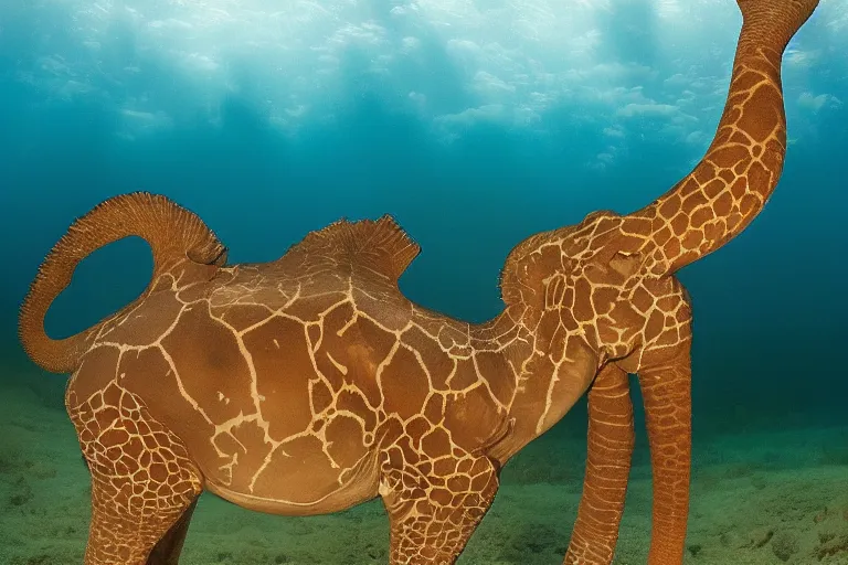 Image similar to underwater photo tentacle shaped legs jiraffe by national geographic