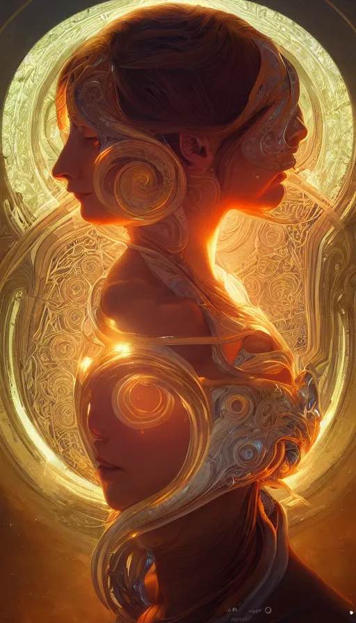 Image similar to supernova, fibonacci, sweaty, insane, intricate, highly detailed, digital painting, artstation, concept art, smooth, sharp focus, illustration, Unreal Engine 5, 8K, art by artgerm and greg rutkowski and alphonse mucha