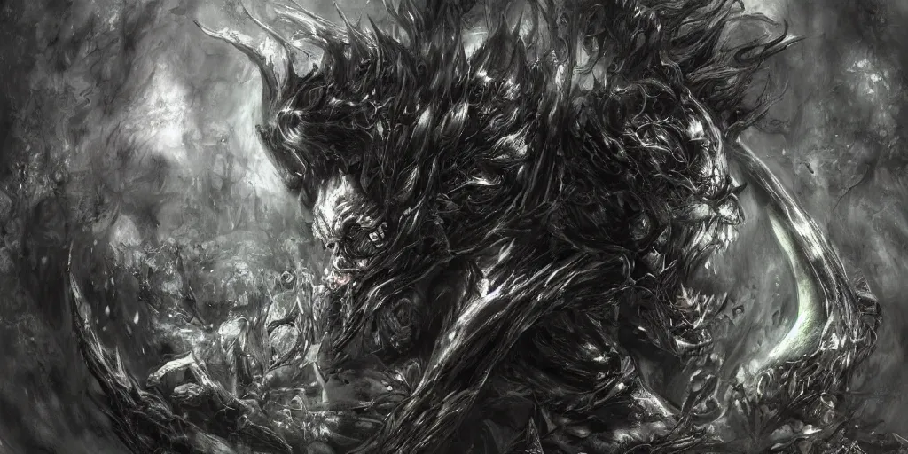 Prompt: dark soul artwork by Yoshitaka Amano, 4k, hyper detailed, trending on artstation