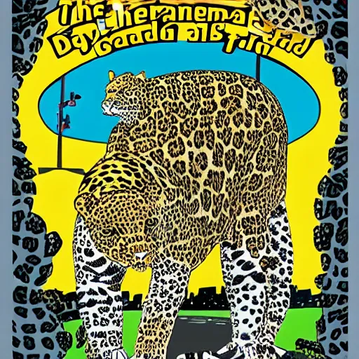 Image similar to the leopard and the tortoise in the style of david aja