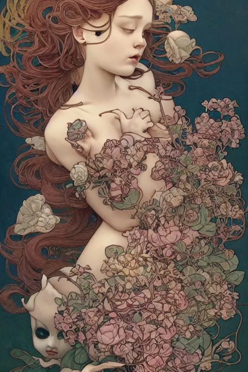 Image similar to by james jean, by mark ryden, by ross tran, by mucha, by greg rutkowksi
