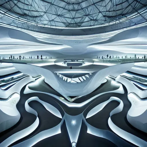 Image similar to extremely detailed stunning beautiful futuristic museum interior by Zaha Hadid