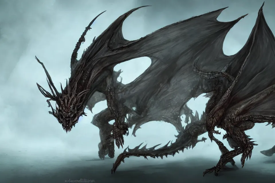 Prompt: hyper realistic undead dragon with wings made of larva, in the style of Ruan Jia