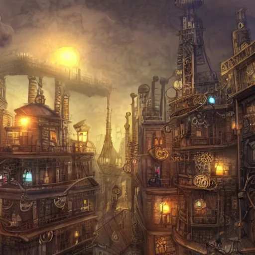 Image similar to Steampunk City, Landscape, Digitally painting