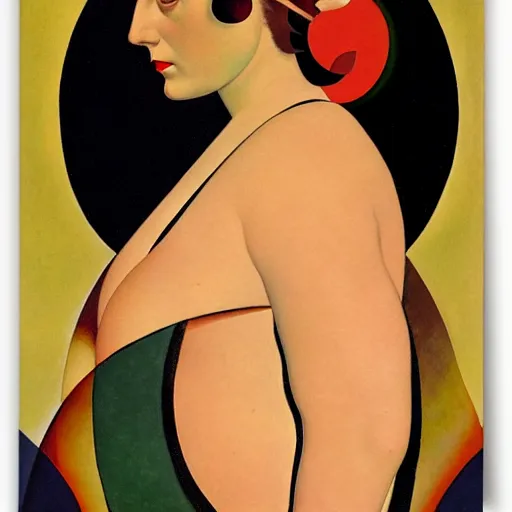 Image similar to Art in the style of Coles Phillips, Gaia, Full figured Mother Earth, portrait, Tamara De Lempicka, Kandinsky