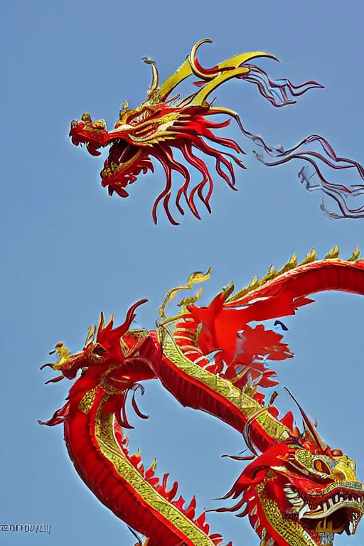 Image similar to A Chinese dragon soars to the sky，by Xision Wu