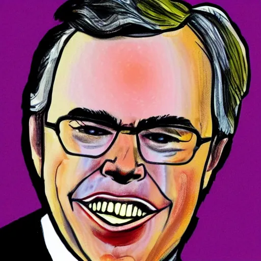 Image similar to portrait of jeb bush drawn by a criminally insane child