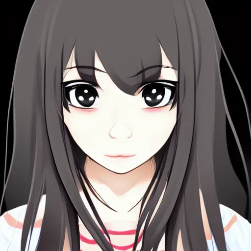 Image similar to full headshot portrait of a girl with long black hair, wearing a surgical mask, drawn by ATDAN, by Avetetsuya Studios, attractive character, colored sketch anime manga panel, trending on Pixiv